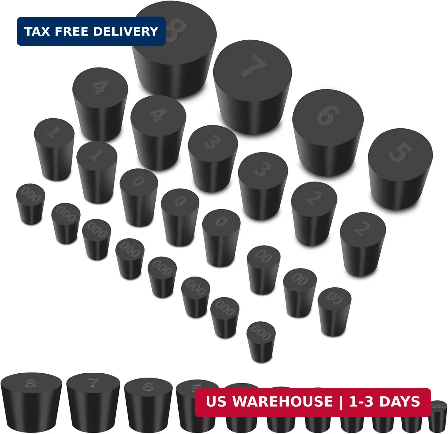 Rubber Stoppers 26 Pcs Assorted Sizes Lab Plugs Flask Test Tube Holes Sealing Du