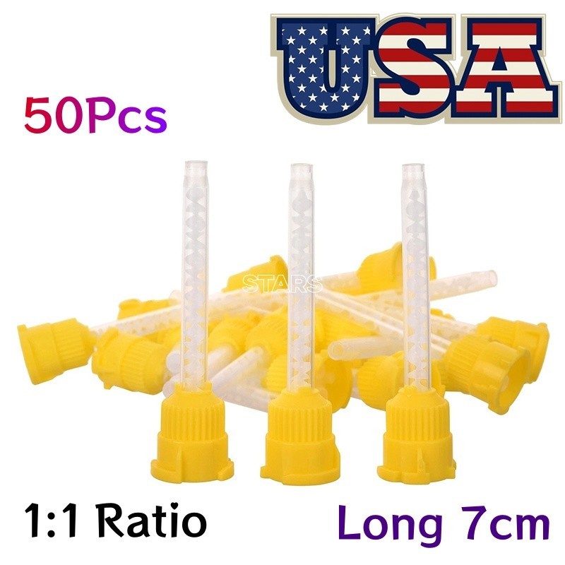Dental Mixing Tips impression Silicone Rubber Mixer Tip Yellow Long 7cm/Short 5c