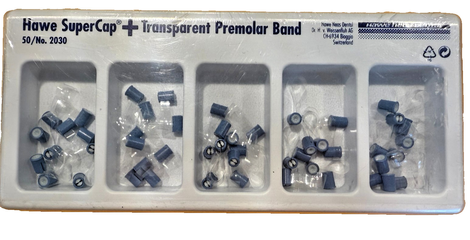 HAWE SUPERCAP + TRANSPARENT PREMOLAR BAND 50 UNITS