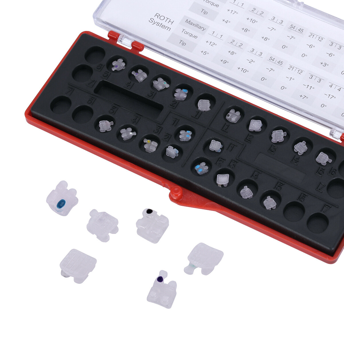 AZDENT Brackets cerámicos ortodoncia dental 5*5 Roth MBT 022/018 Ganchos 345