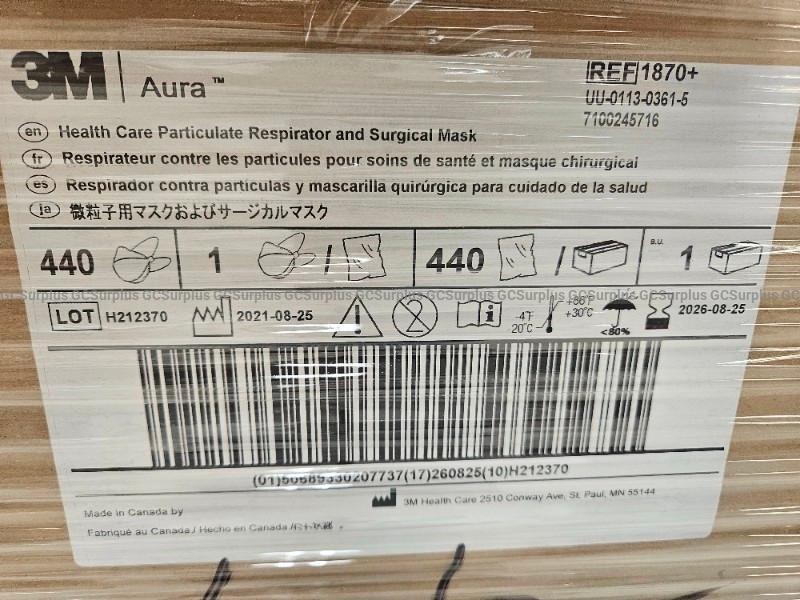 3M Aura 1870+ N95 Surgical Respirator Masks, Case of 440, Exp 2026-08-25