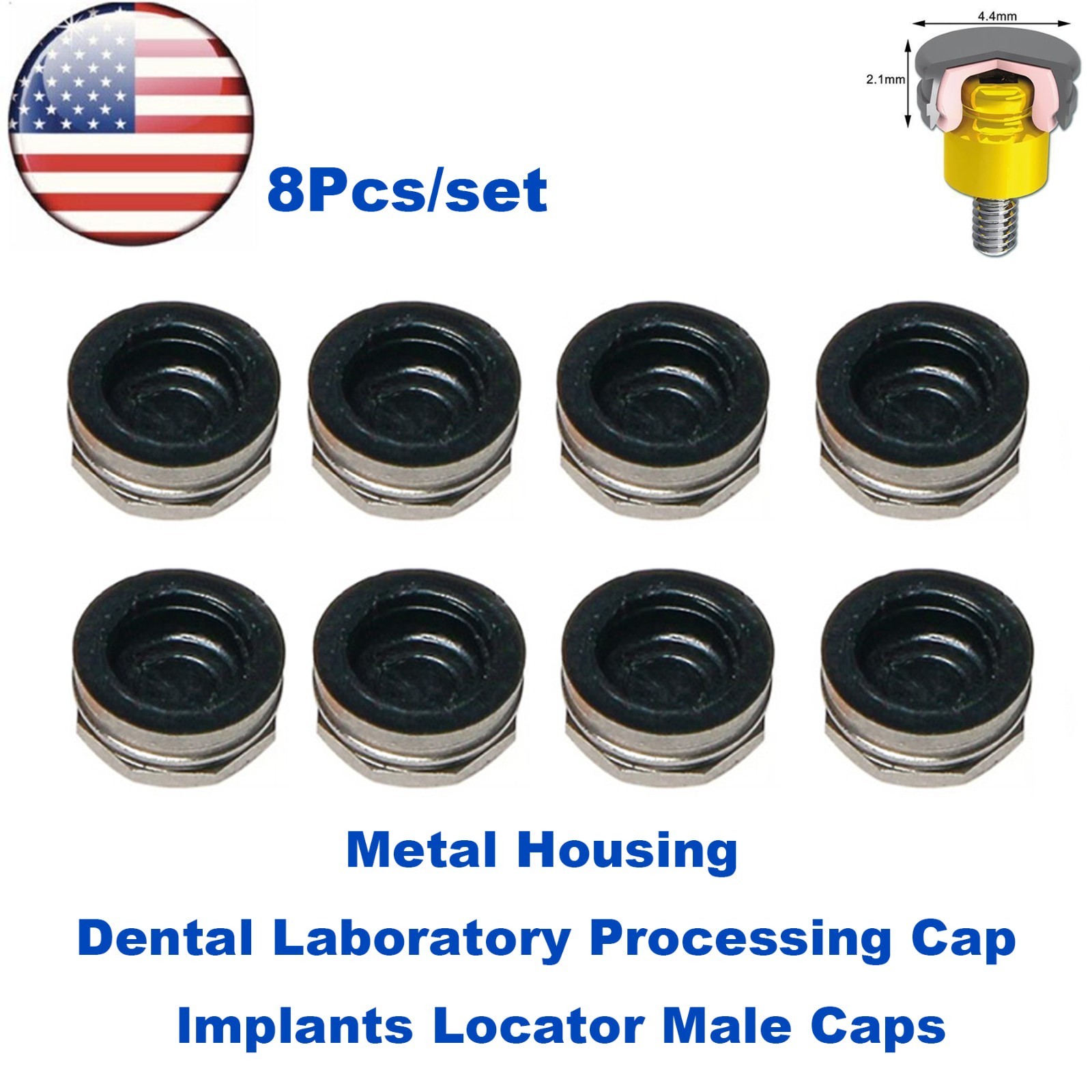 US 8Pcs Dental Overdenture Retention Caps For Implant Locator Abutment Inserts