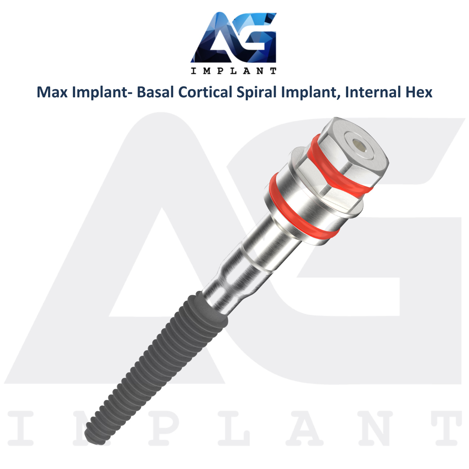 Dental MAX Basal/Cortical Titanium Spiral Fixtures Int Hex 2.42mm System