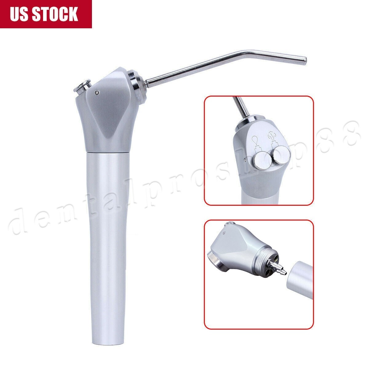 Dental 3 Way Air Water Syringe Triple Spray Handpiece with 2 Nozzles Tips Tubes