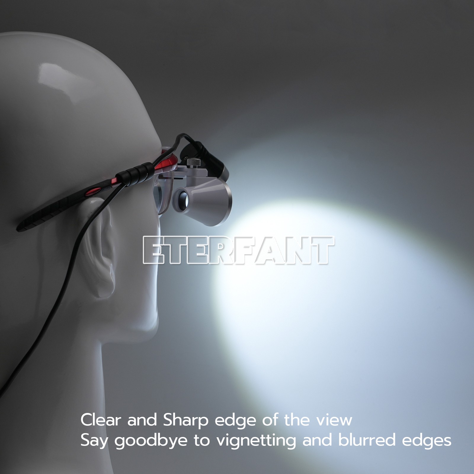 ETERFANT Dental Magnifier Medical Binocular Loupes Red+3W LED Head Light Lamp