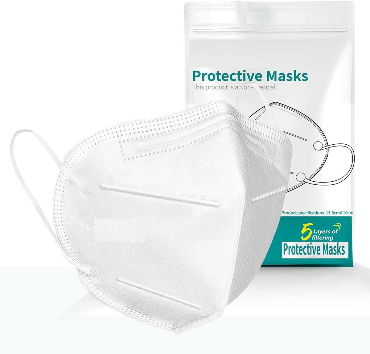 50/100 Pcs Black KN95 Protective 5 Layer Face Mask BFE 95% Disposable Respirator