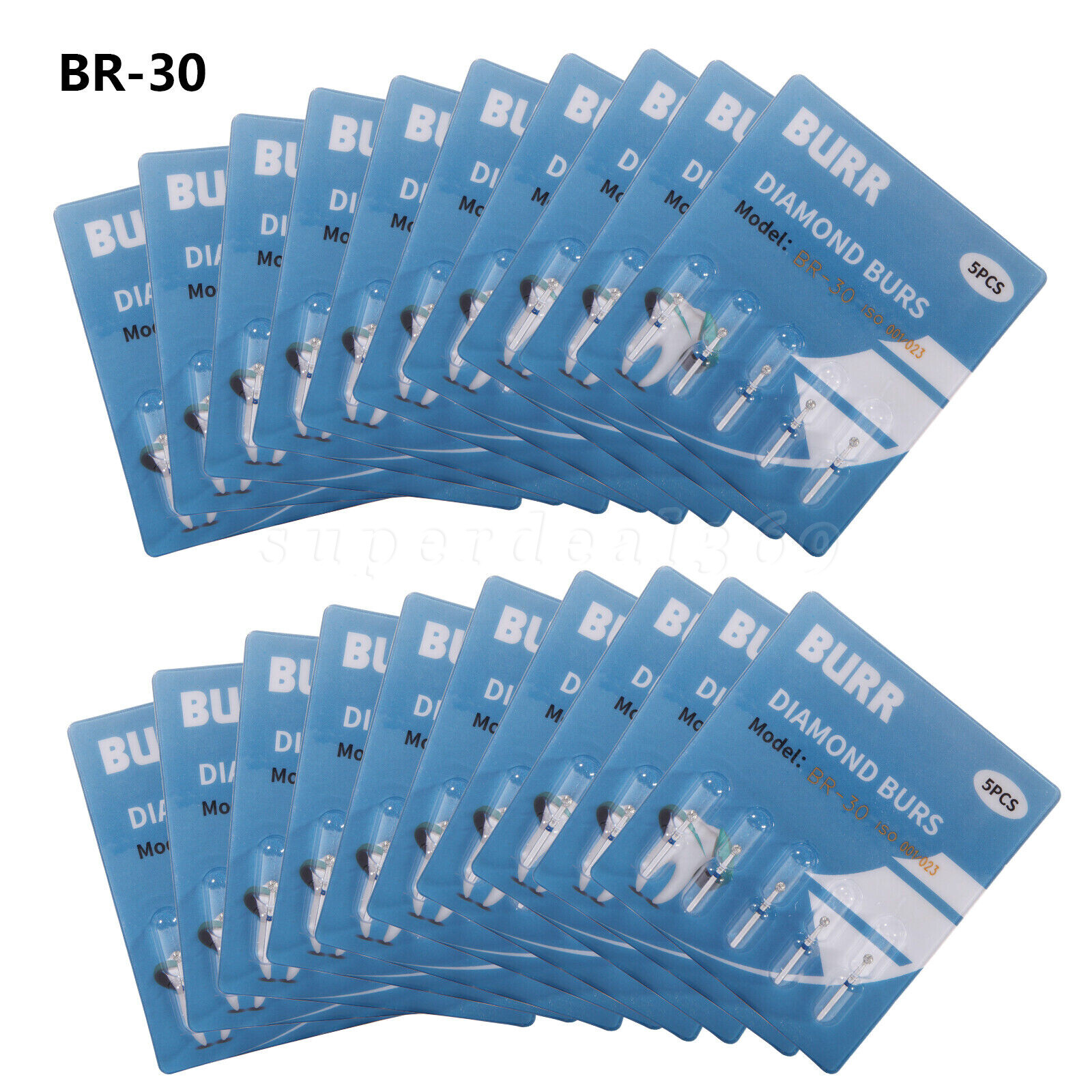 50Pcs Dental Diamond Ball Round Burs FG 1.6mm for High Speed Handpiece BR-30 SA