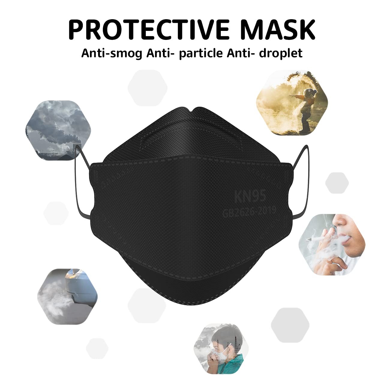 LEVENIS KN95 Face Masks 50 Pack, Breathable Comfortable and Disposable KN95