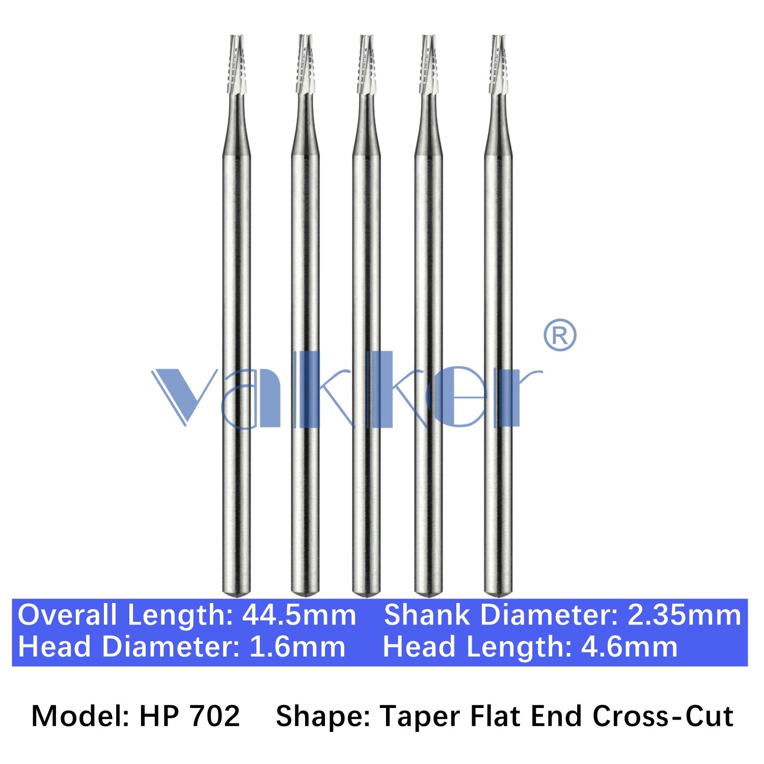 Vakker Dental HP 1 2 4 6 8 37 Carbide Burs For Straight Handpiece 2.35mm 5pc/pk