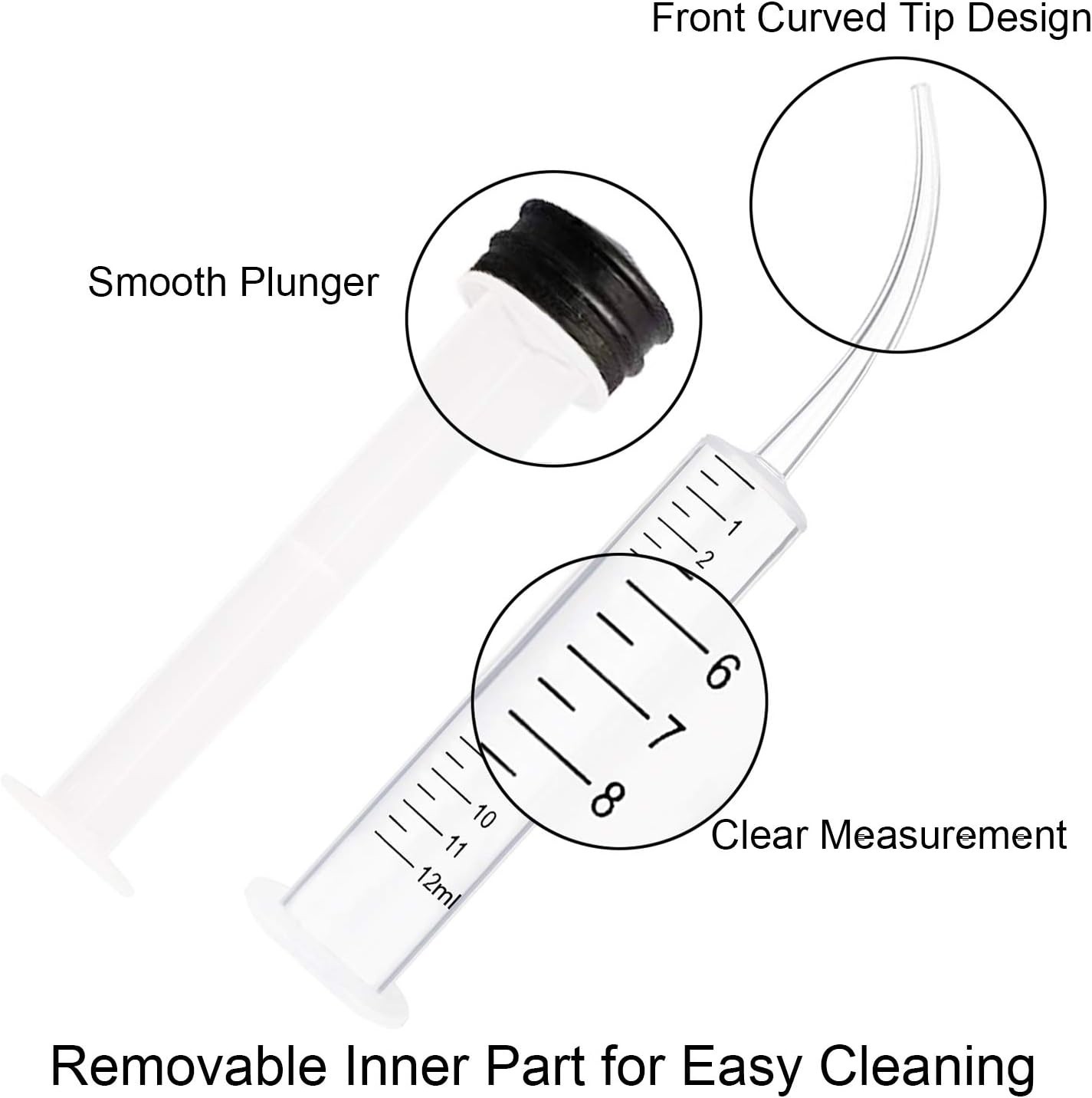 Jeringa dental desechable de 12 ml con punta curva (paquete de 6)