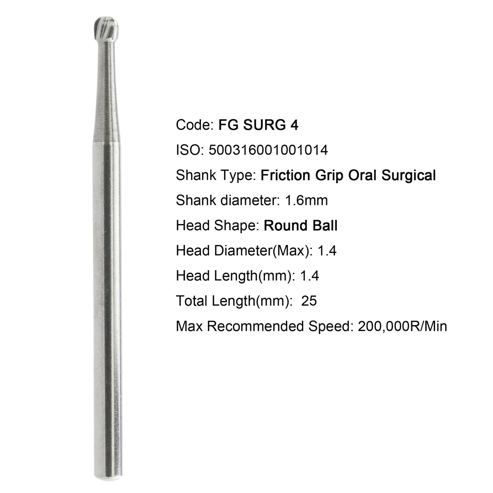 50pcs Dental Surgical Burs 25mm Carbide Bur FG SURG 2 4 6 557 557L 702 701 Round