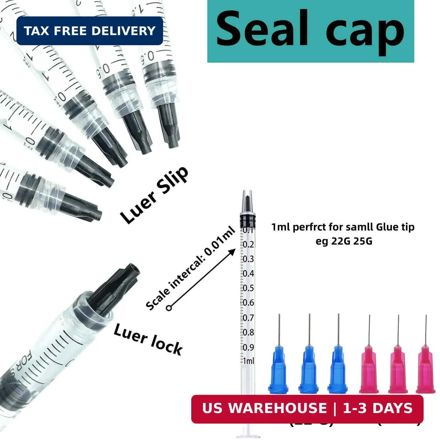 30 Pack 1ml, 3ml, 5ml, 10ml, 20ml Measuring Dispenser with14ga,16ga, 18ga, 20ga,