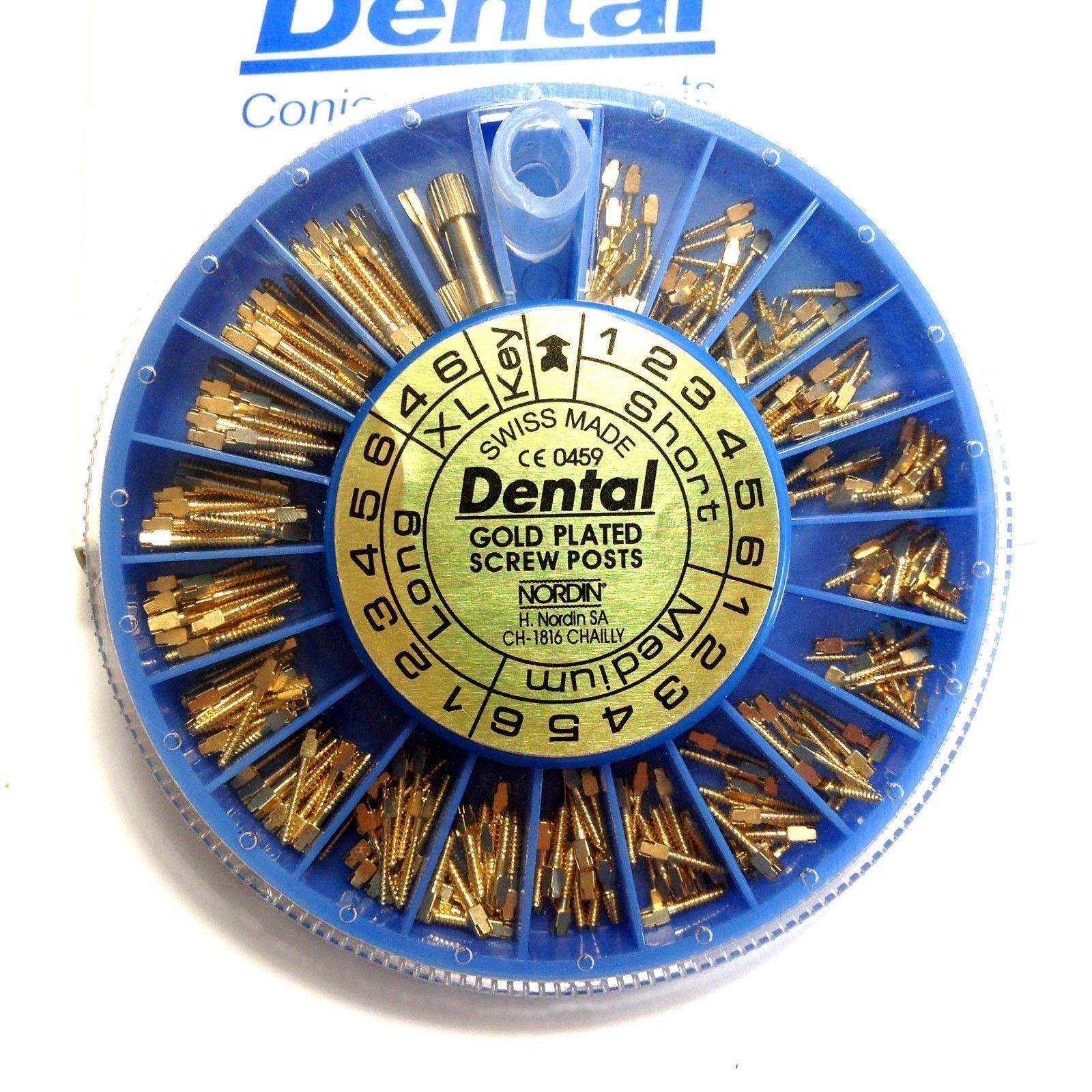 120/240pcs Dental Endo Screw Posts Root Canal Pins Conical Screws Gold Plated