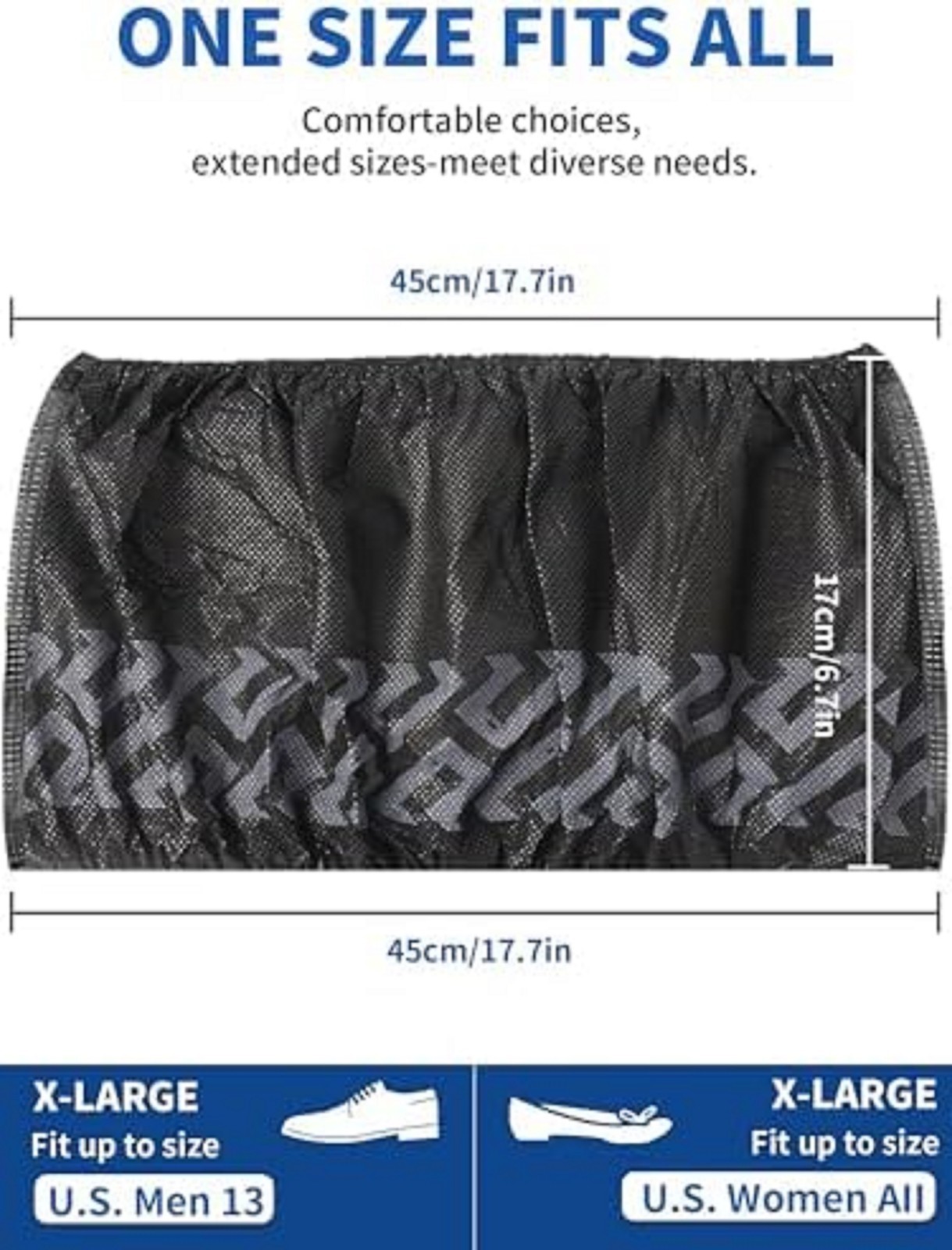 X-Large 50 Pack Shoe Covers Disposable Non-Slip Black Non-Woven Fabric Boot