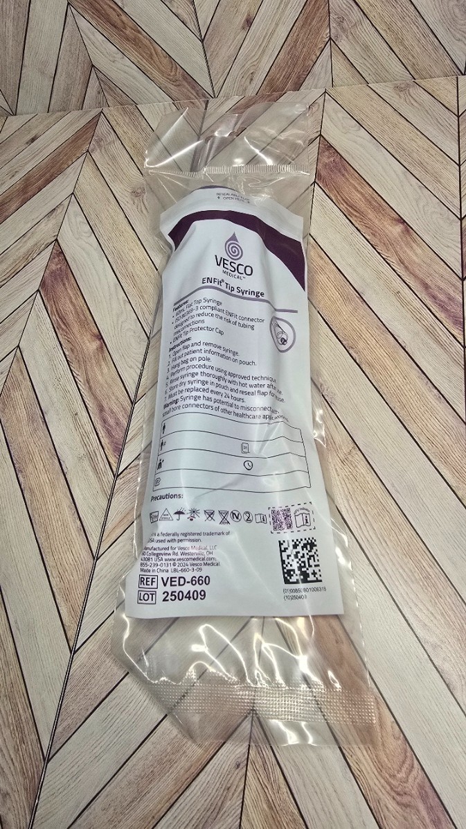 Vesco Medical Syringe ENFIT Flat Top Tip 60ML VED-66 Purple NEW