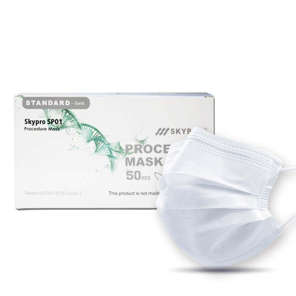 50PCS Medical Grade Procedure Masks, Adult 3 Ply Disposable Hypoallergenic Wh…