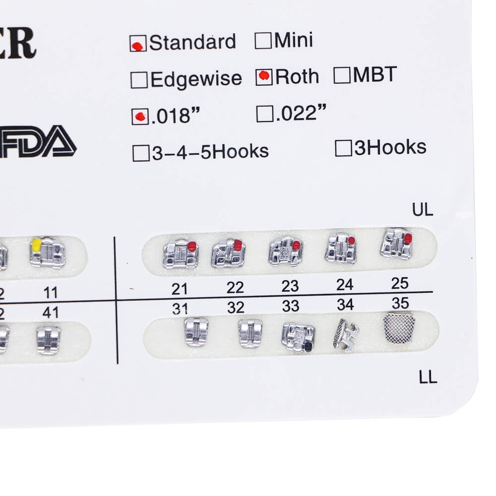 1-100 Packs Dental Orthodontic Bracket Braces Standard Roth 018 No Hook