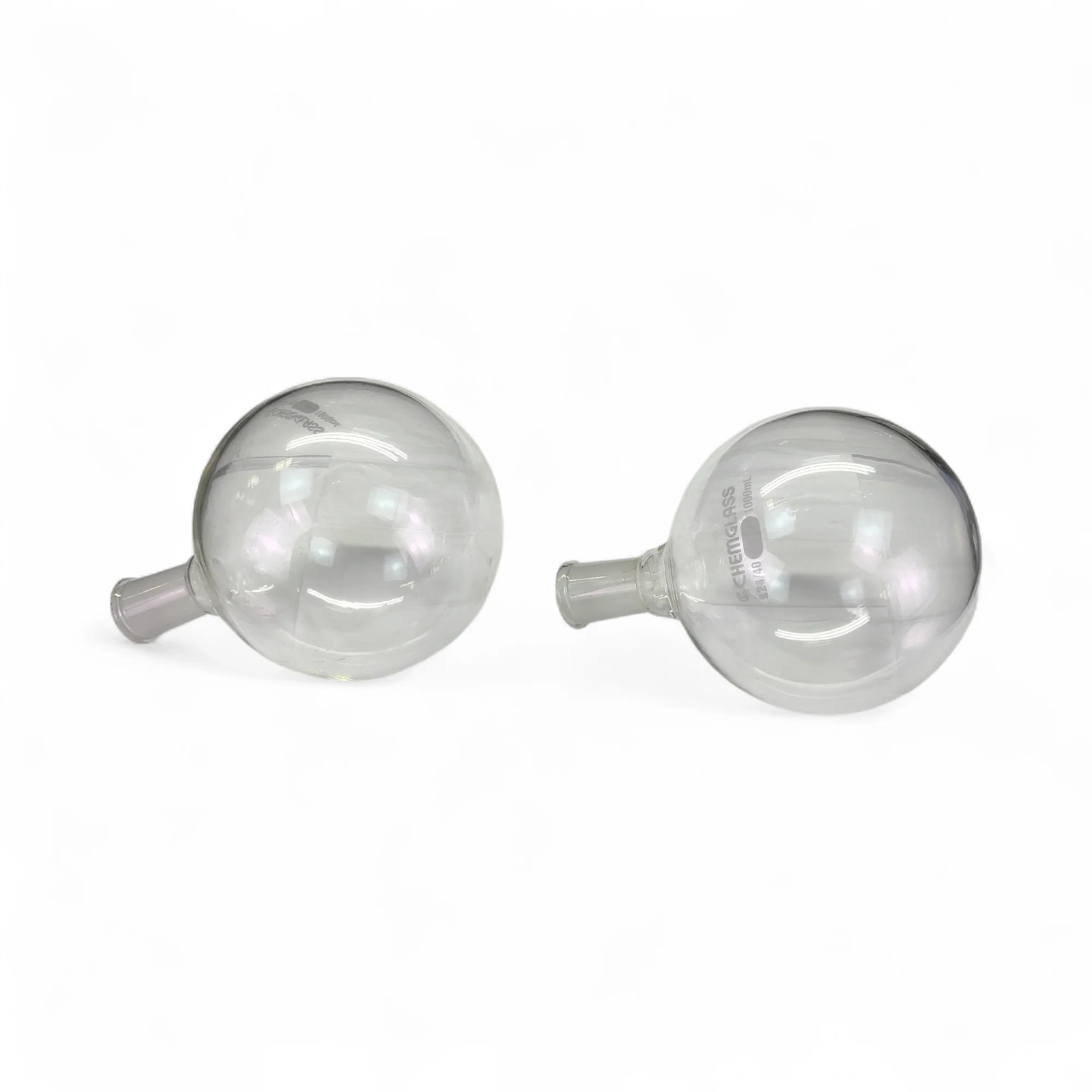 Lot of 2x Chemglass 1000mL Single Neck Round Bottom Flasks 24/40 CG-1506-23