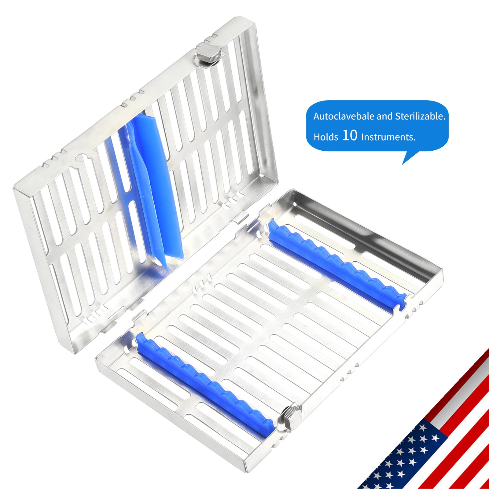 Dental Autoclave Sterilization Cassette Rack Box Tray For 10 Instrument