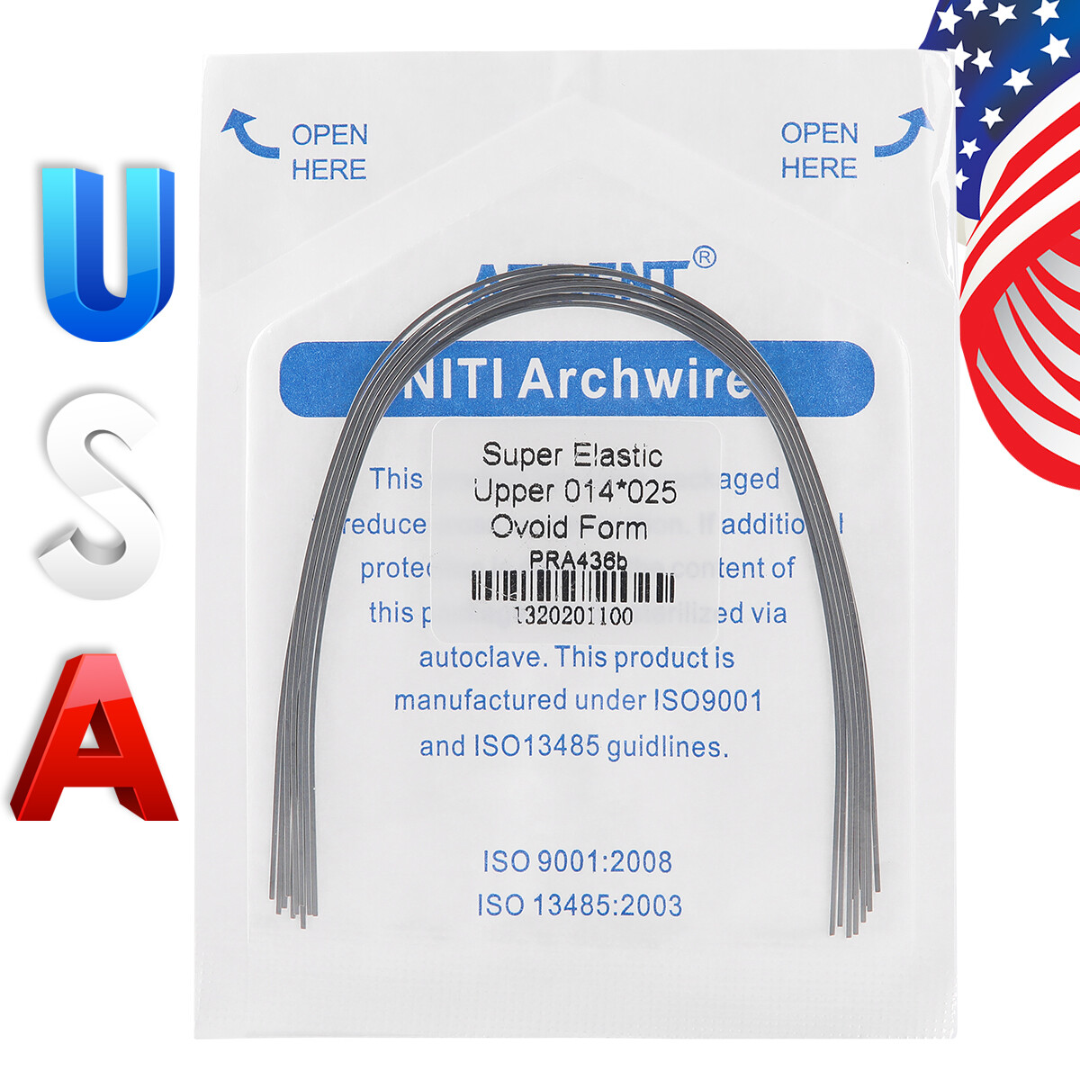 AZDENT Dental Orthodontic Super Elastic Niti Rectangular Arch Wires Ovoid Form