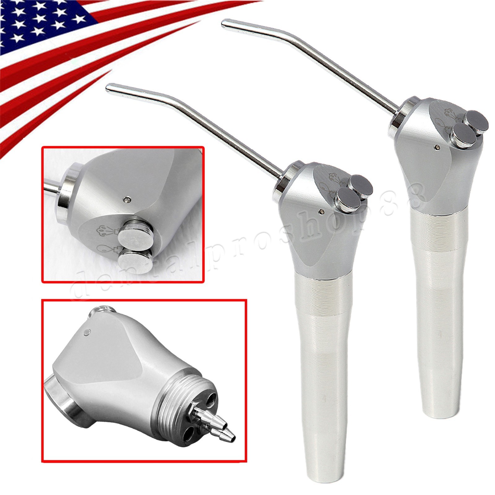 Dental 3 Way Air Water Syringe Triple Spray Handpiece with 2 Nozzles Tips Tubes