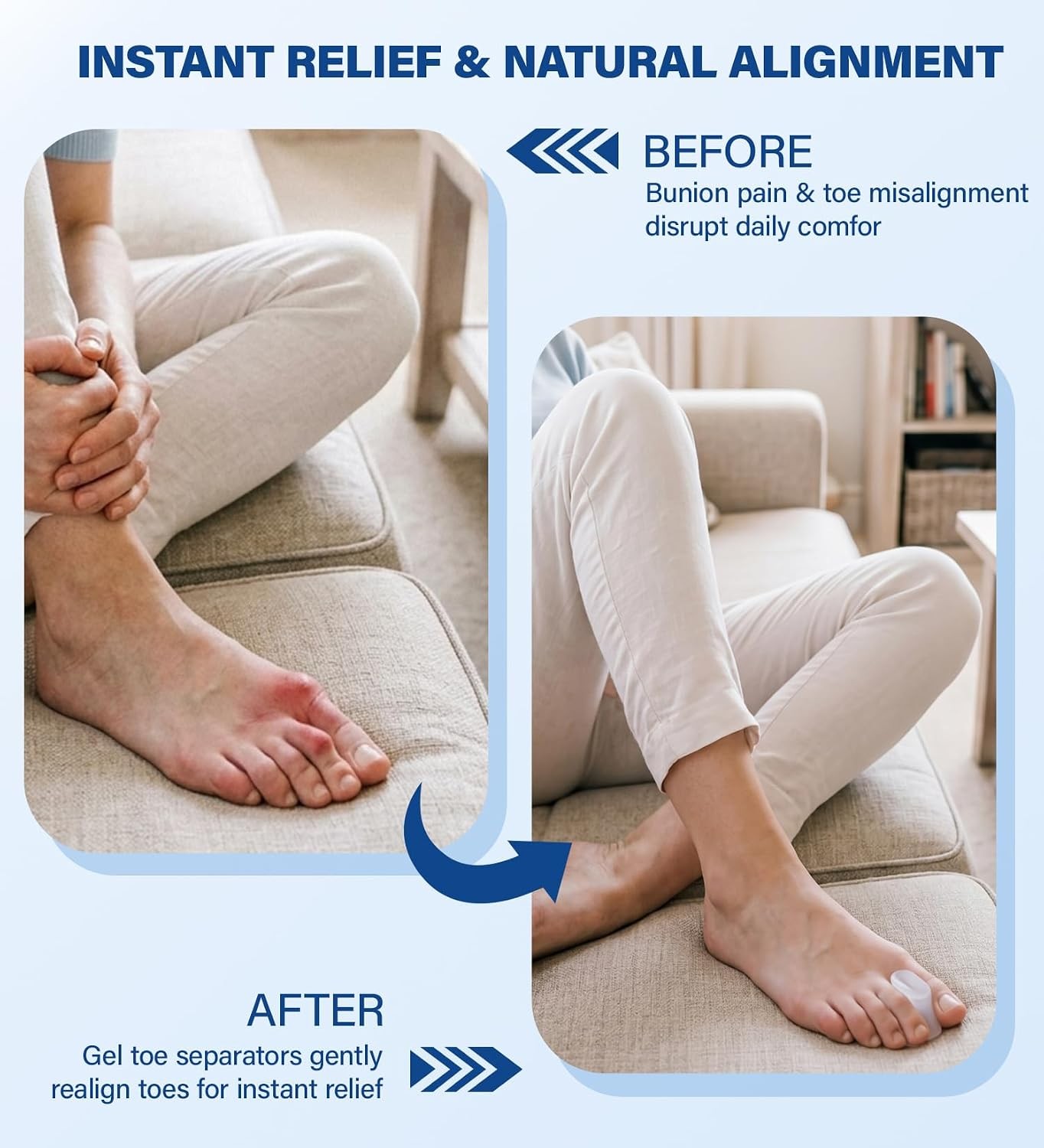 12 Pack Gel Toe Separators & Spacers – Aloe Infused Bunion Pads for Overlapping