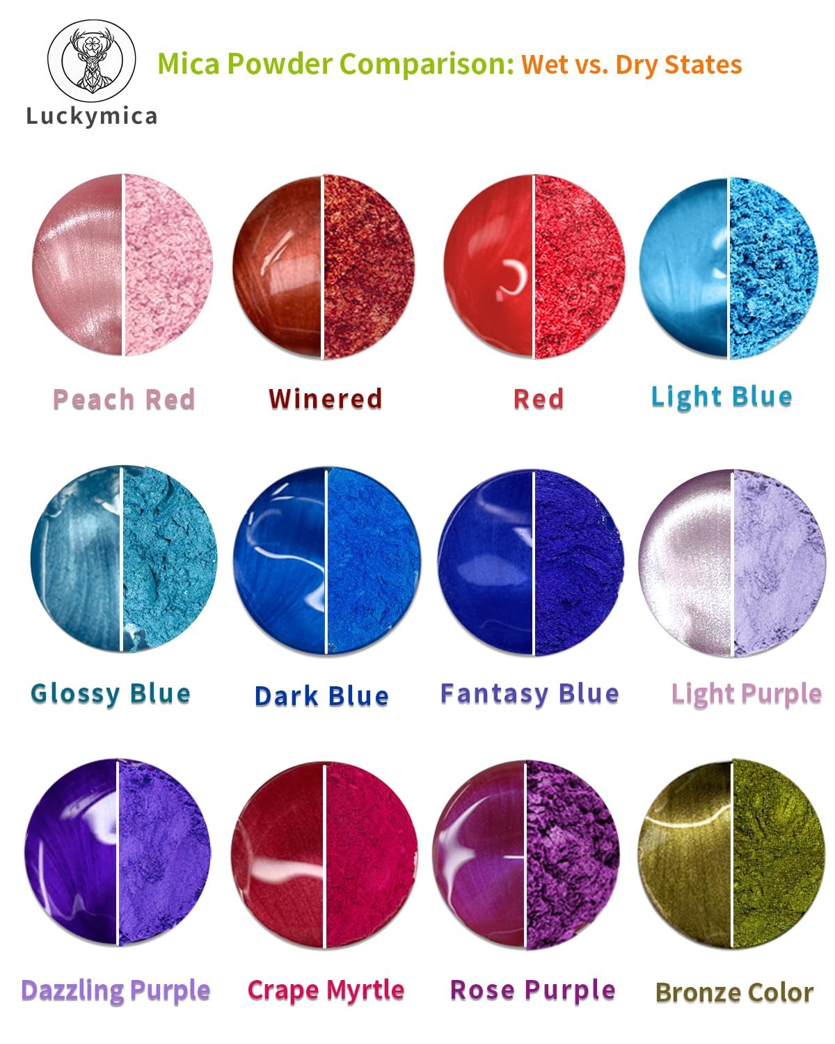 Luckymica Mica Powder, 24 7.756*5.197*2.362in, 24 Colors-Artisan Selection