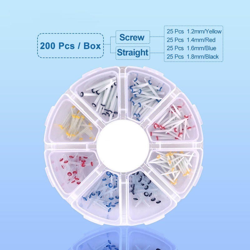 Dental Fiber Post Glass Quartz Teeth Restorative 1.2 1.4 1.6 1.8mm Posts 200 pcs