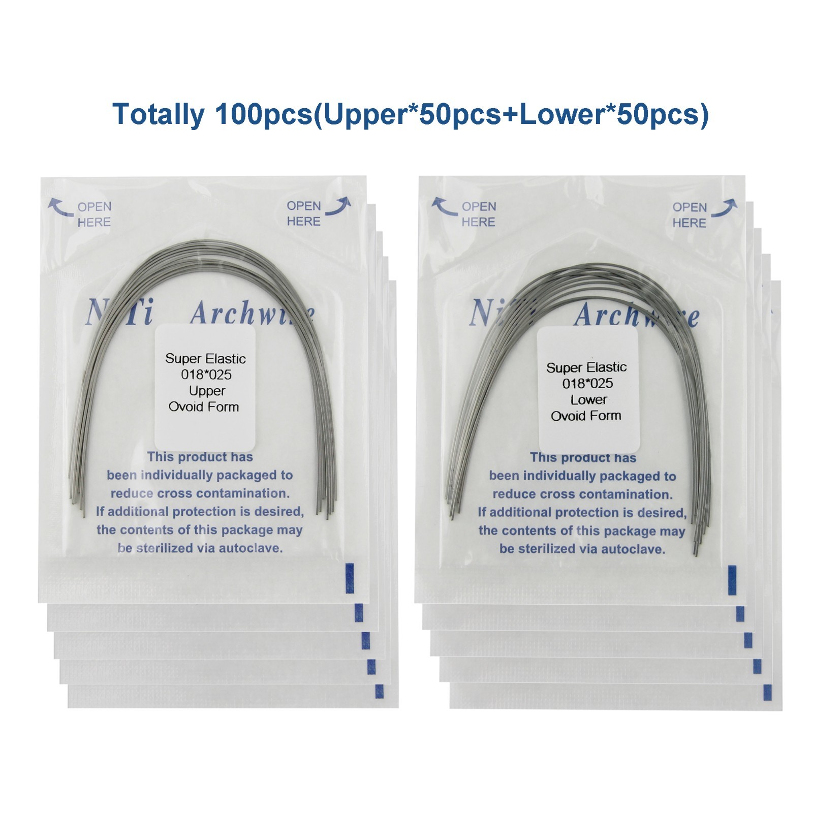 100pcs Dental Orthodontic Arch Wires Niti Stainless Steel Round Rectangular