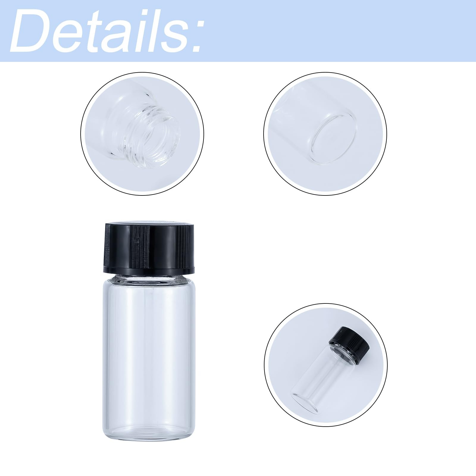 10 Pc 5ml Mini Clear Glass Vials with Plastic Screw Caps for Essential Oils