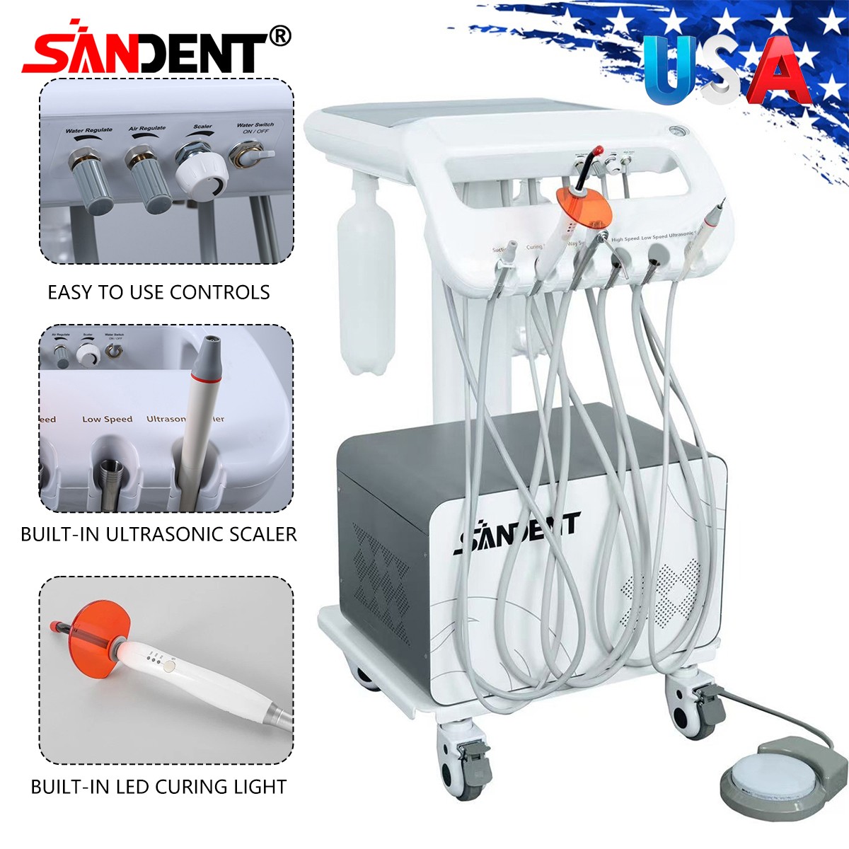 Dental Wireless Cordless LED Cure Curing Light Lamp 2500mw 15W Tool Resin Cure