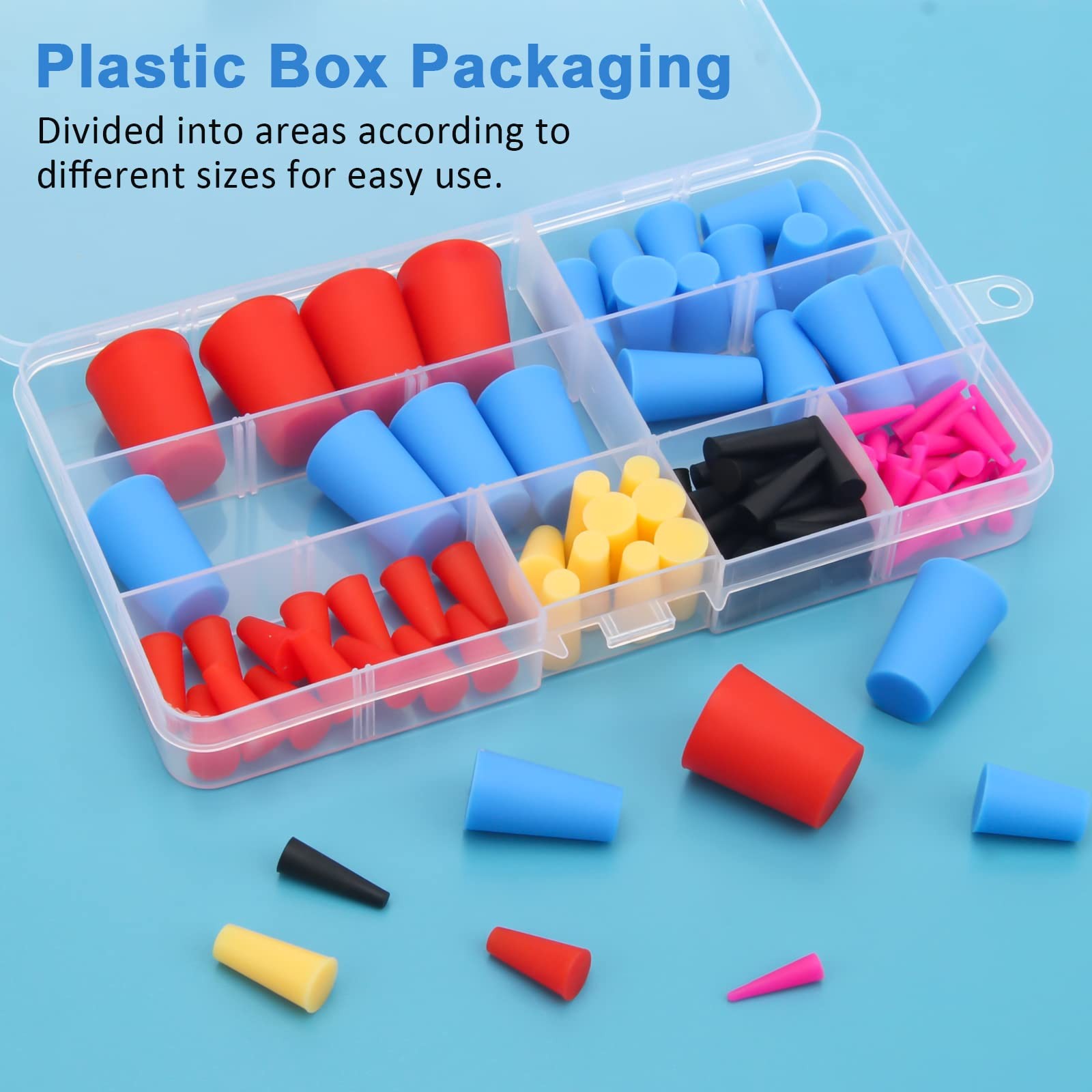 110 Pcs Silicone Rubber Tapered Plug High Temperature Resistant Assortment Kit