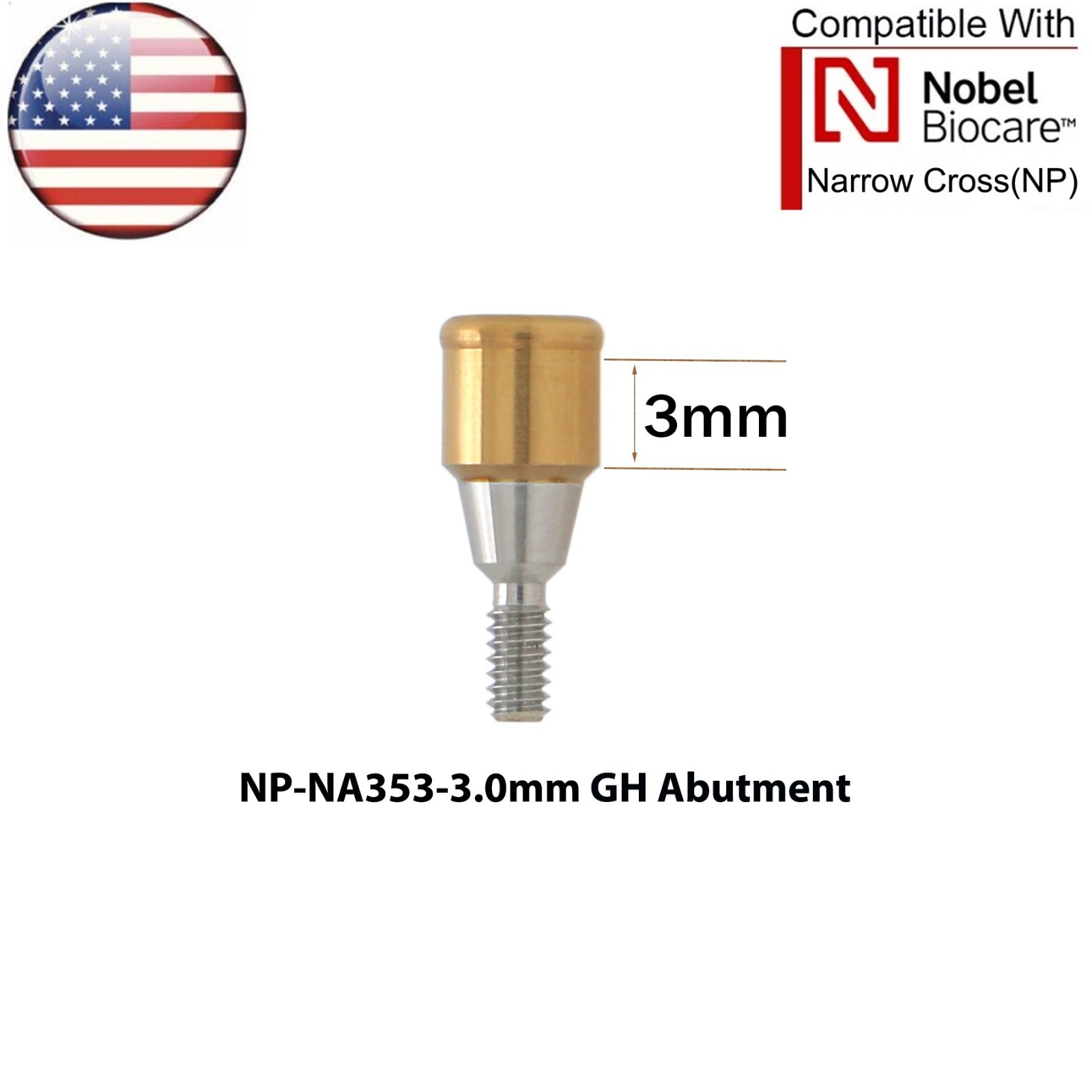 US Locator Attachment Abutment Conical NP/RP & Male Cap Inserts For Nobel Active