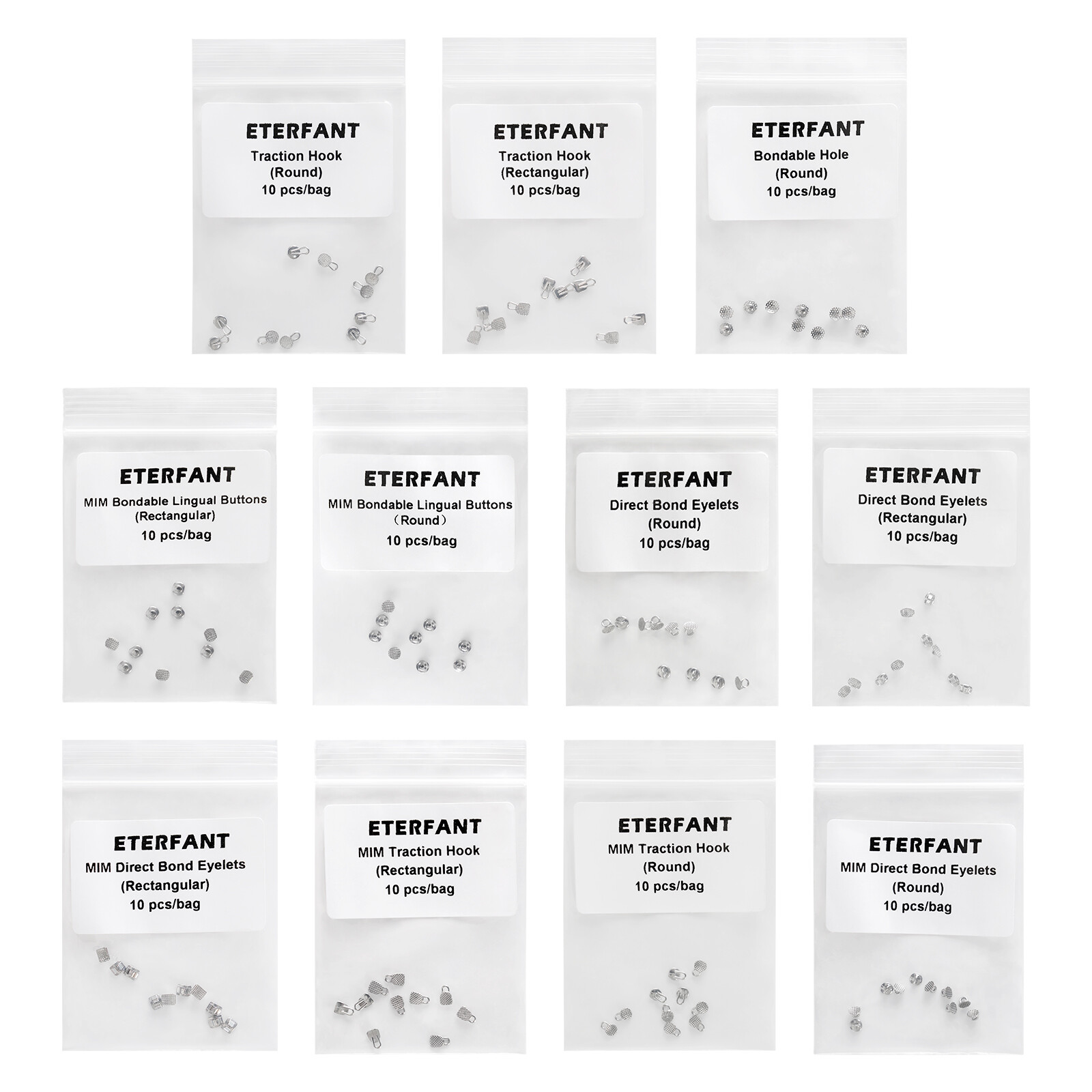 ETERFANT Dental Ortho Lingual Buttons Round/Rectangular/Button Chains Bondable