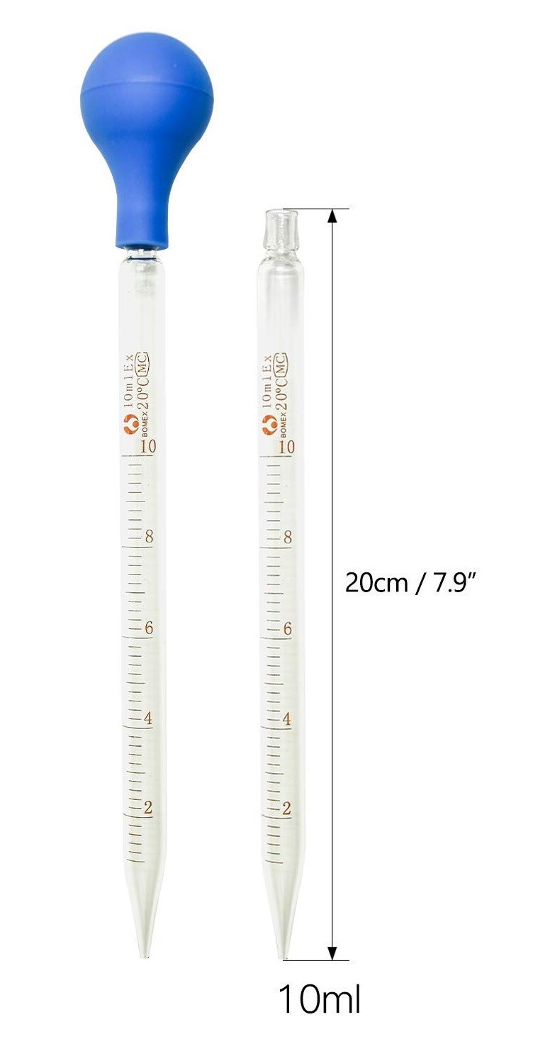 10ml Glass Graduated Dropper Pipette+(2 Pk) 8″ Glass Stirring Rod Lab Equipment