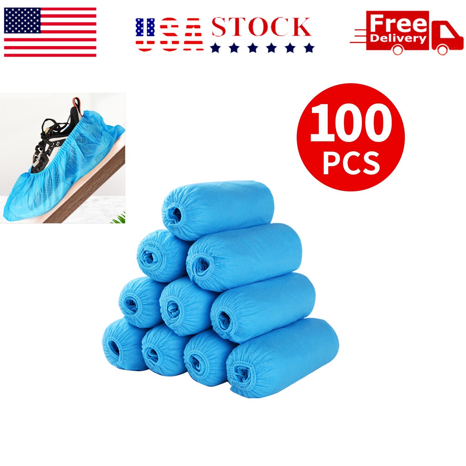 50 Pair Disposable Shoe Covers Non-Slip Boot Shoes Protector Non-Woven 2 Colors