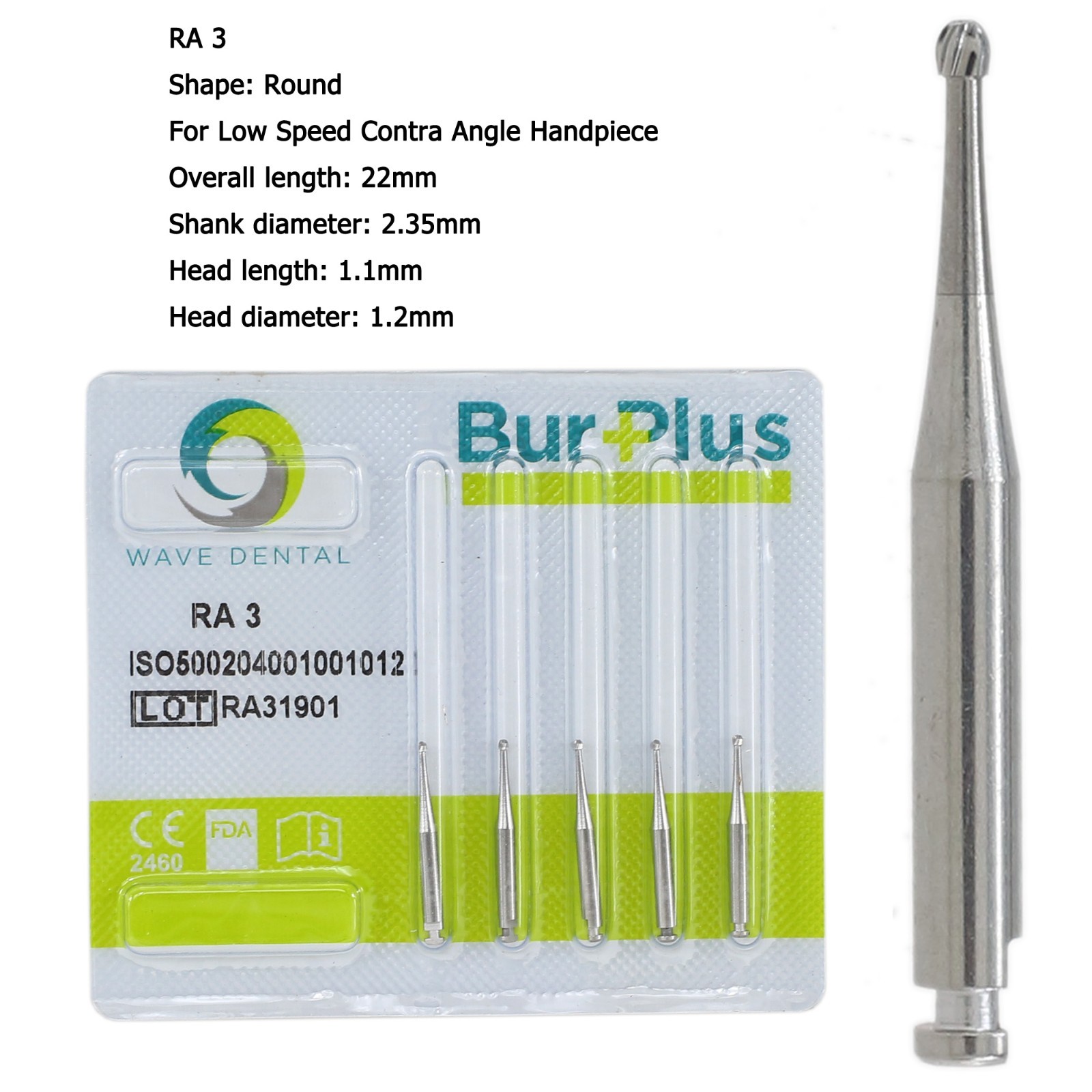 Wave Dental Carbide Burs Latch Round RA 2 4 5 6 8 702 For Low Speed Contra Angle