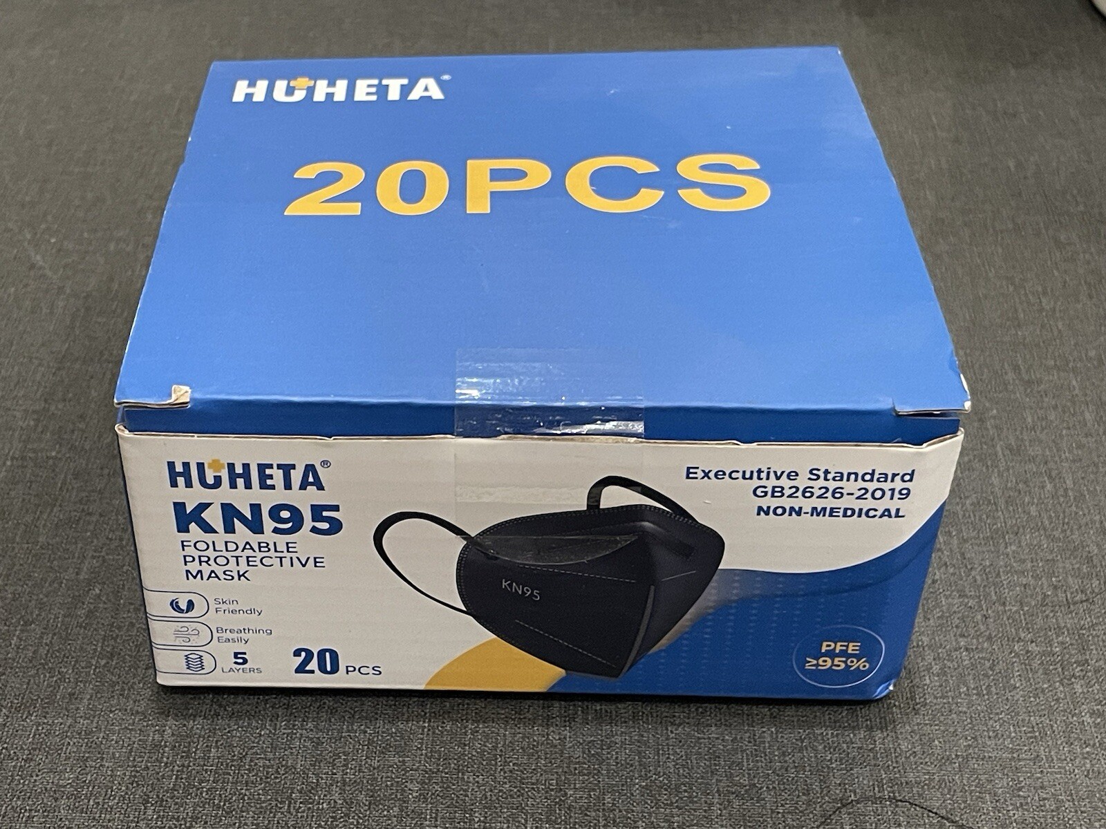 300 PCS KN95 Face Mask, 5 Layers Protection Cup Dust Face Mask- Black Huheta