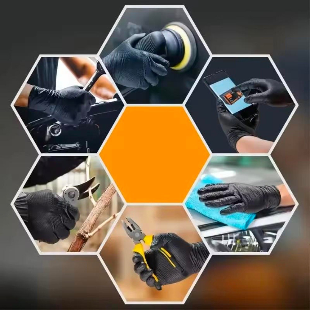 Heavy Duty Nitrile Gloves 8Mil Extra Thick Mechanic Home Garden Disposable Glove