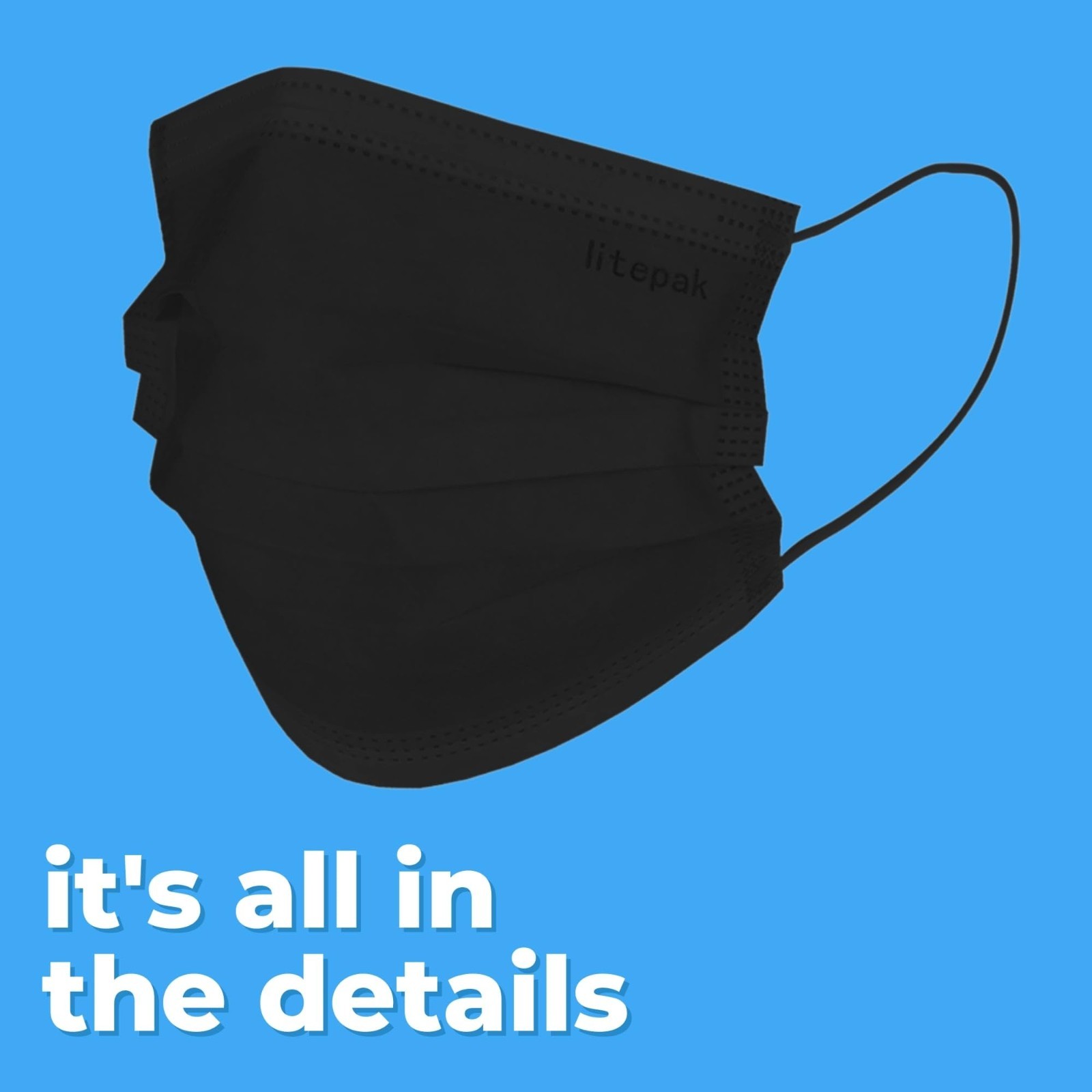 2000pcs Disposable 3-Ply Face Masks – Breathable Black Adult Masks (40×50 Pack)