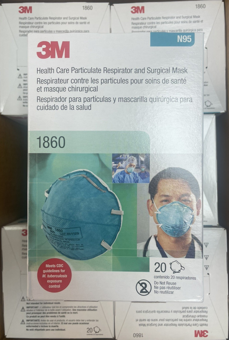 3M N95 NIOSH Particulate Respirator Masks Case of 160 #1860 Surgical Mask 4/2026