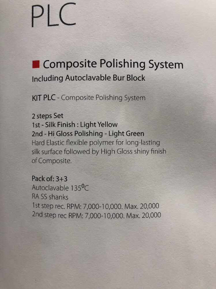 MDT Dental PLC Composite Polishing System Including Autoclavable Bur Block