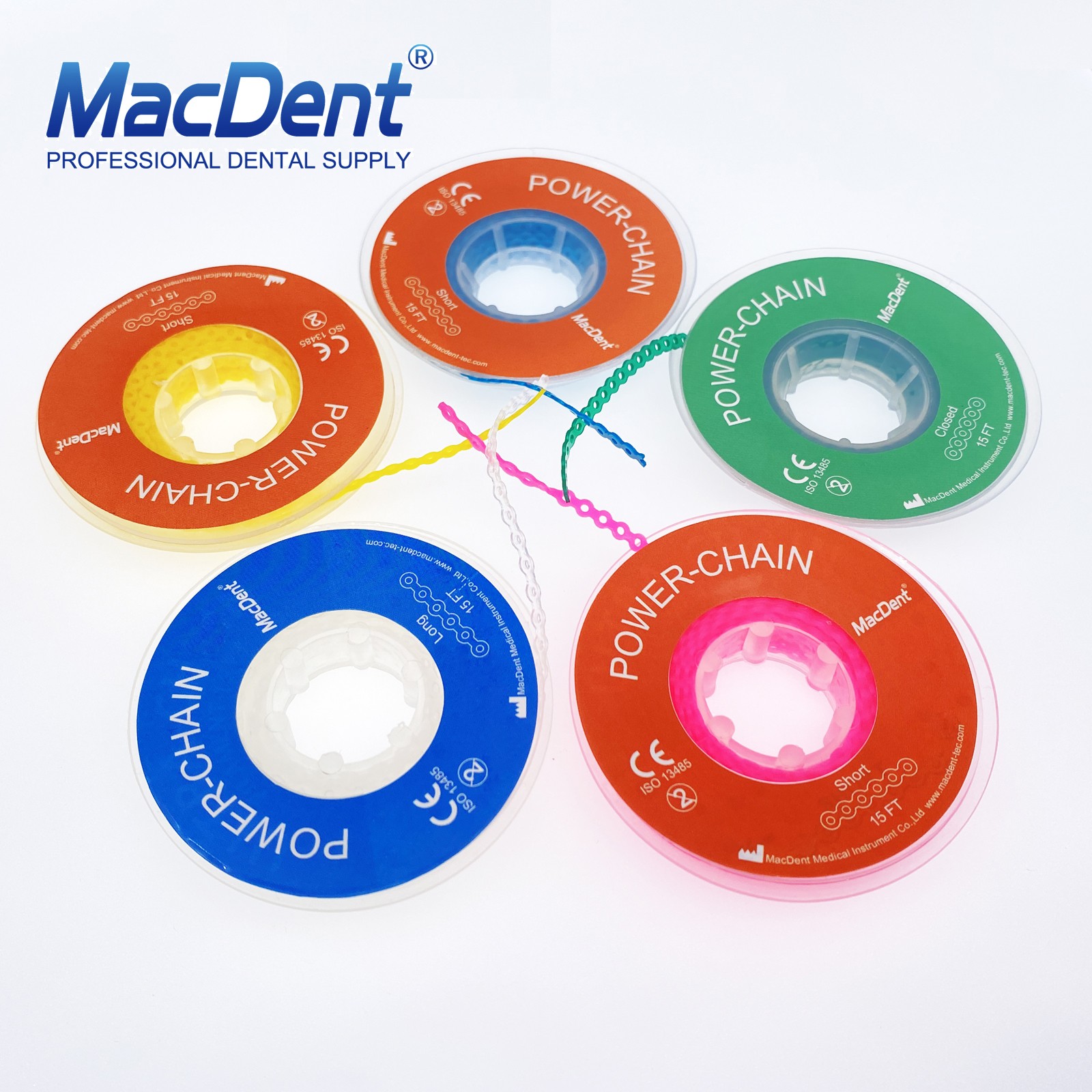 Dental Orthodontic Colored Elastic Power Chain Elastic Ligature Ties /Brackets