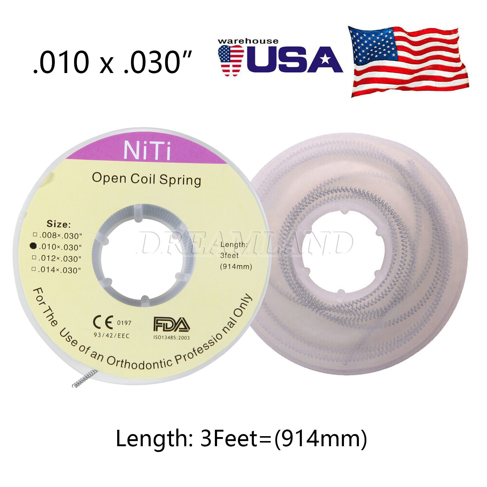 Dental Ortho Niti Open Coil Spring 010*030″ *914mm
