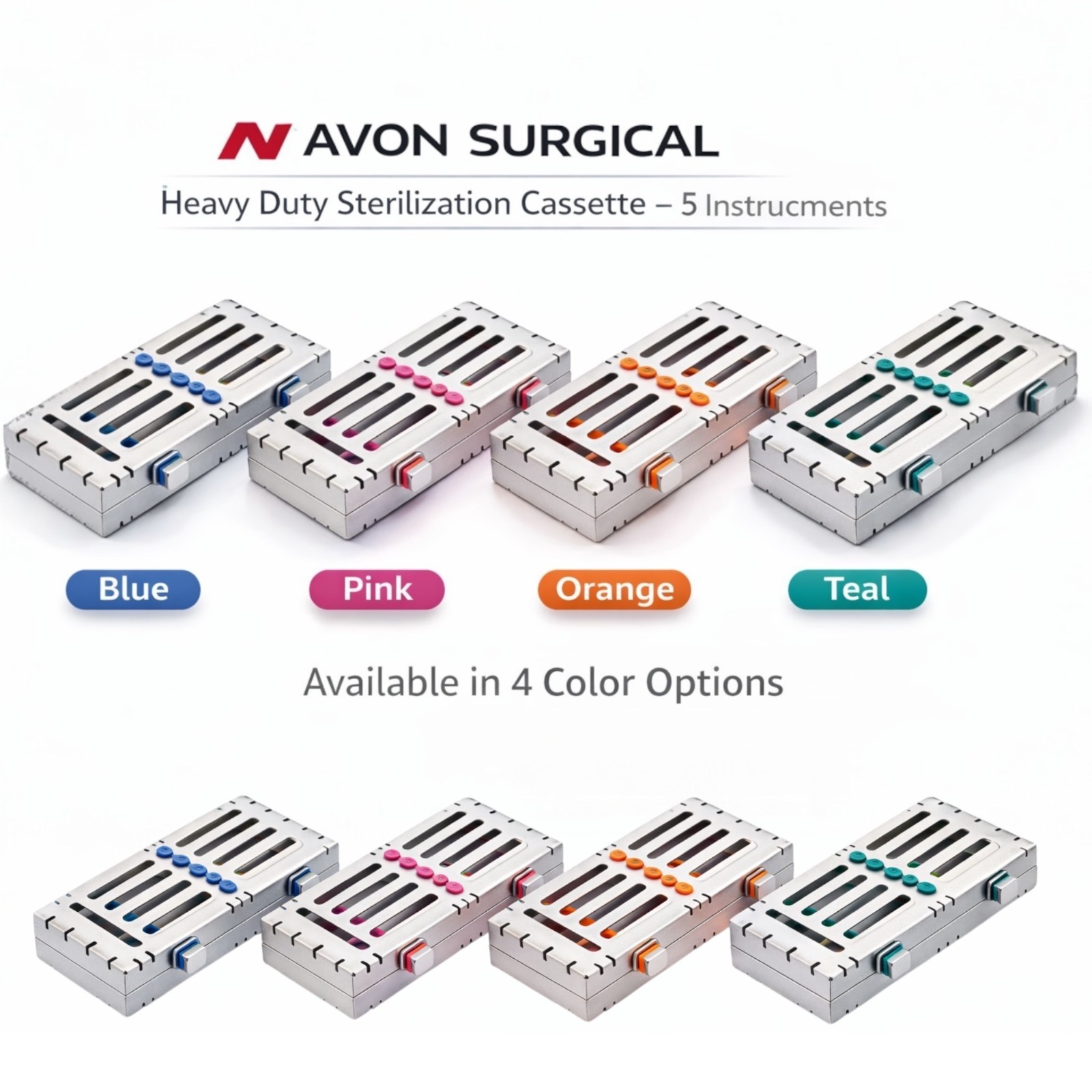 DETACHABLE STERILIZATION CASSETTE WITH DOUBLE BUTTONS 5 SLOT GERMAN GRADE