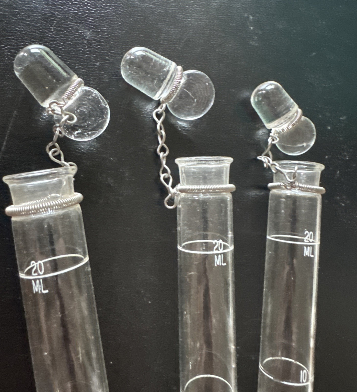 3 Vintage Glass Test Tubes 20 Ml Scientific Glass With Stoppers