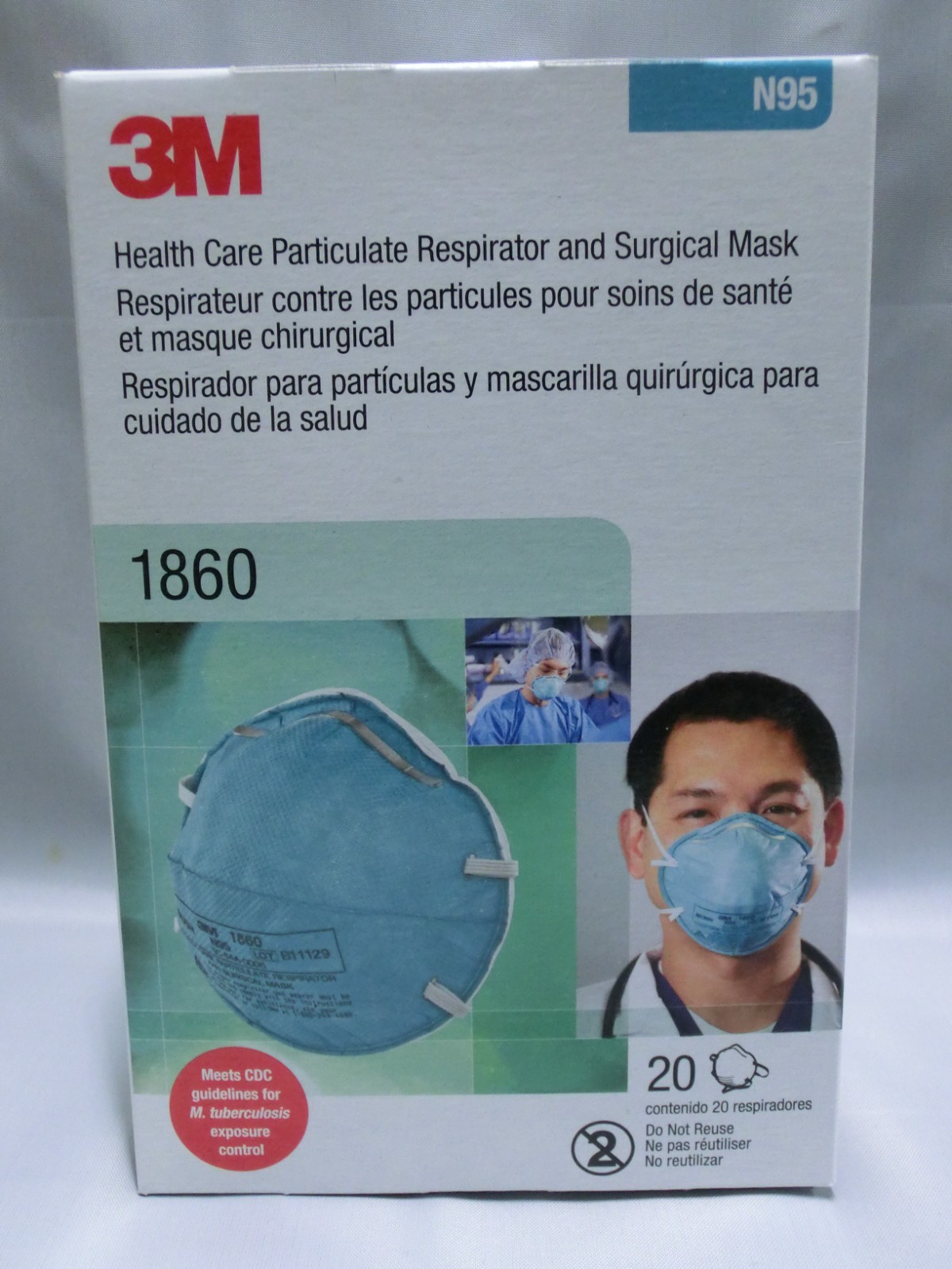 3M™ 1860 N95 Adult Face Mask Particulate Respirator – QTY 120