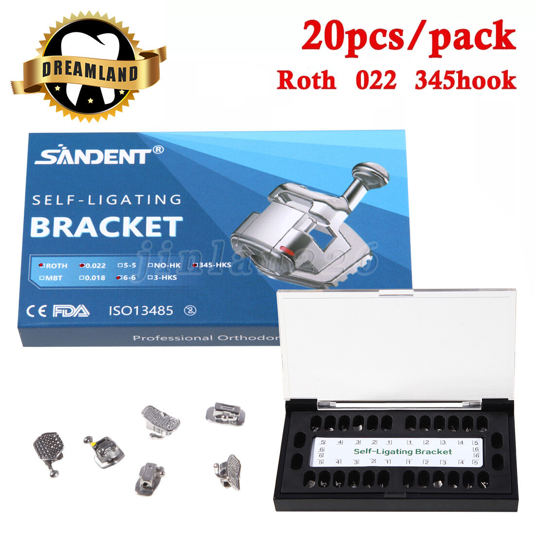 Dental Orthodontic Self-Ligating Brackets Braces Roth 022 Hooks 345&Buccal Tubes