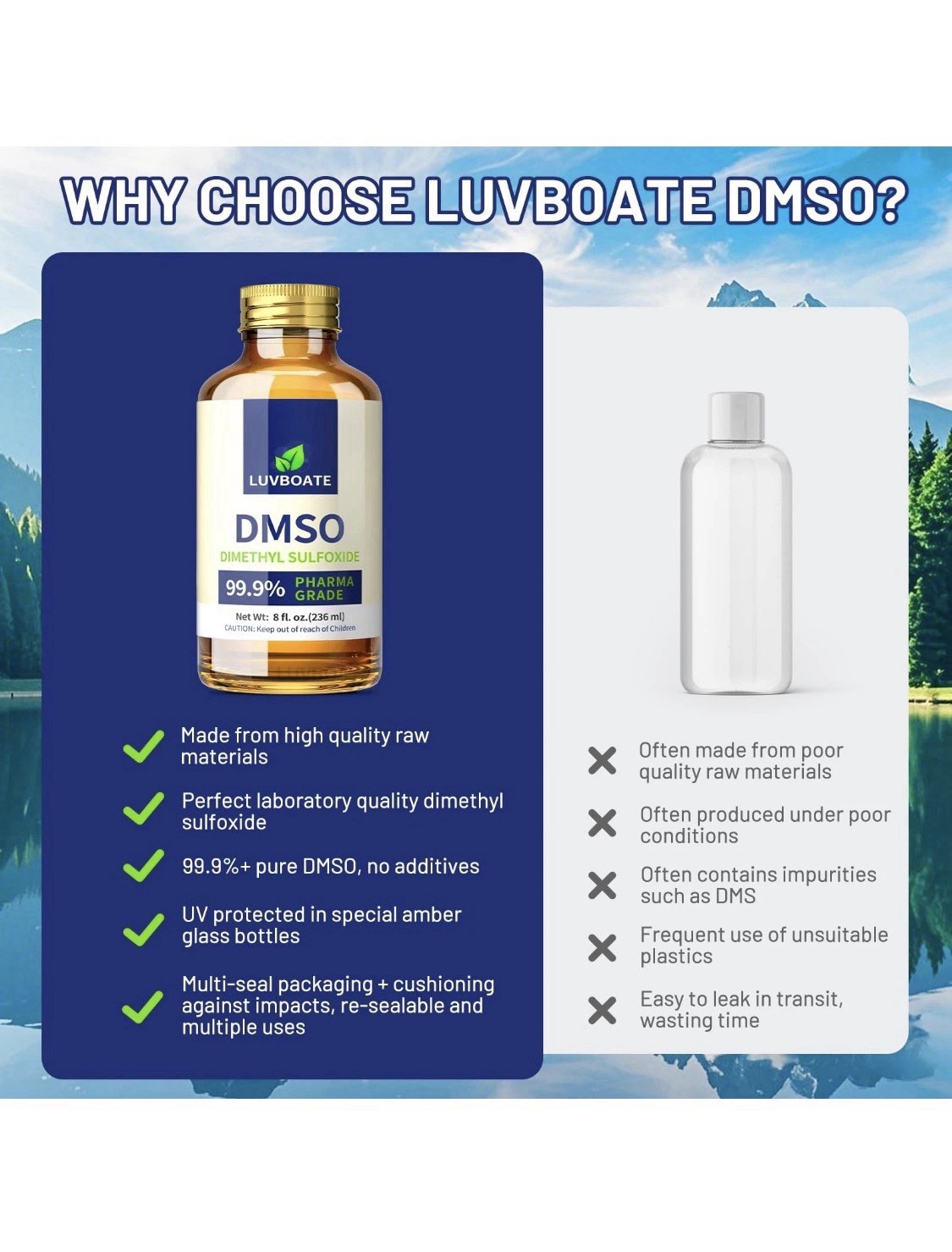DMSO 99.9% Pharma Grade, Pure Liquid Dimethyl Sulfoxide 8 fl.oz