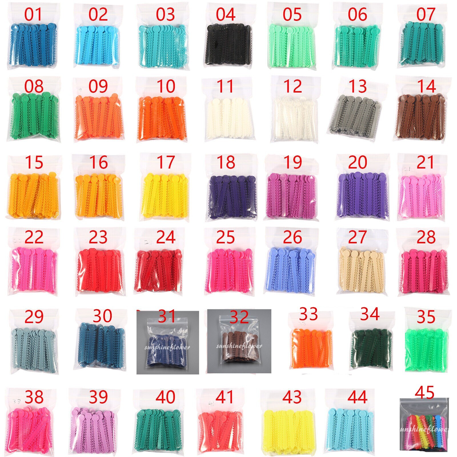 Ligaduras de ortodoncia dental Bandas elásticas Ligature Tie Single/Double Color